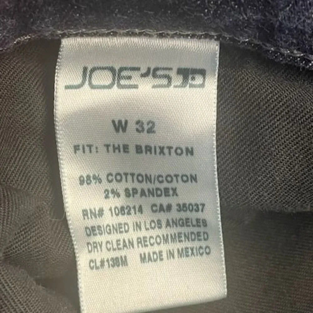 Joe's Brixton Jeans Mens 32‎ x 28 Marsden Blue Mid Rise Dark Wash Straight Leg